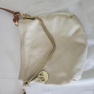 Valentina Women's Beige Leather Handbag Size Medium